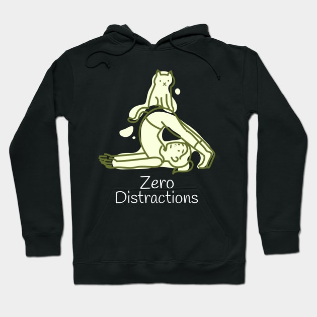 Cat and Yoga Zero Distractions Hoodie by PlusAdore